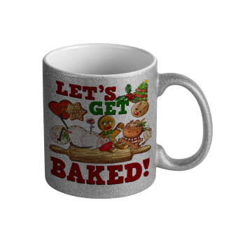 Let's get baked, Κούπα Ασημένια Glitter που γυαλίζει, κεραμική, 330ml