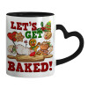 Mug heart black handle, ceramic, 330ml