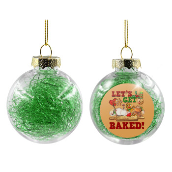 Let's get baked, Χριστουγεννιάτικη μπάλα δένδρου διάφανη με πράσινο γέμισμα 8cm