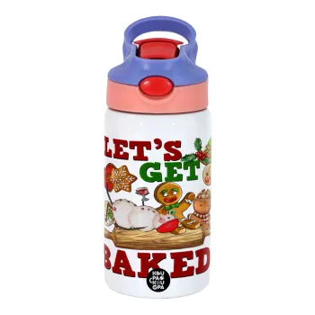 Let's get baked, Παιδικό παγούρι θερμό, ανοξείδωτο, με καλαμάκι ασφαλείας, ροζ/μωβ (350ml)