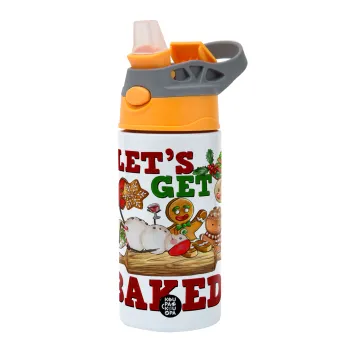 Let's get baked, Παιδικό παγούρι θερμό, ανοξείδωτο, με καλαμάκι ασφαλείας, Πορτοκαλί/Γκρι (360ml) BPA-FREE