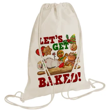 Let's get baked, Τσάντα πλάτης πουγκί GYMBAG natural (28x40cm)