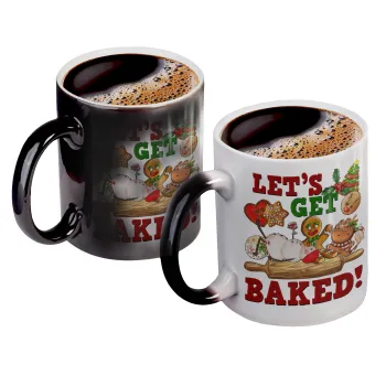 Let's get baked, Color changing magic Mug, ceramic, 330ml when adding hot liquid inside, the black colour desappears (1 pcs)