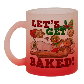 Let's get baked, Κούπα γυάλινη δίχρωμη με βάση το κόκκινο ματ, 330ml