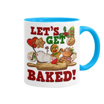 Let's get baked, Κούπα χρωματιστή γαλάζια, κεραμική, 330ml