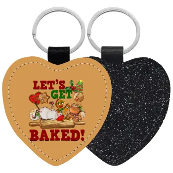 Let's get baked, Μπρελόκ PU δερμάτινο glitter καρδιά ΜΑΥΡΟ