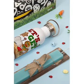 Let's get baked, Πασχαλινή Λαμπάδα με παγούρι μεταλλικό (620ml, stainless steel) & κερί αρωματικό πλακέ (30cm) (ΤΙΡΚΟΥΑΖ)