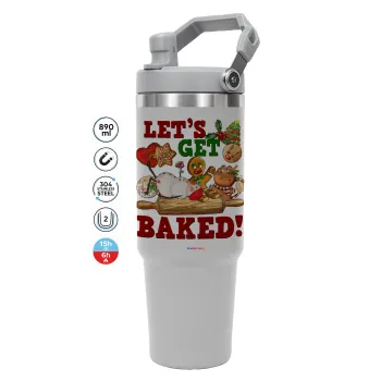 Let's get baked, ΓΚΡΙ χρώματος Θερμός Ανοξείδωτο 890ml (30oz) με χερούλι