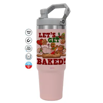 Let's get baked, ΡΟΖ χρώματος Θερμός Ανοξείδωτο 890ml (30oz) με χερούλι