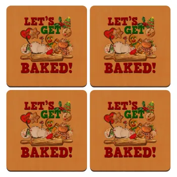 Let's get baked, ΣΕΤ x4 Σουβέρ ξύλινα τετράγωνα plywood (9cm)