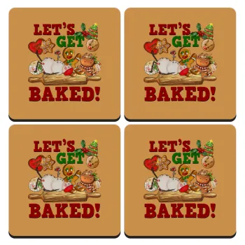 Let's get baked, ΣΕΤ 4 Σουβέρ ξύλινα τετράγωνα (9cm)