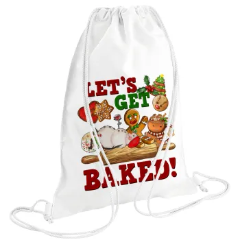 Let's get baked, Τσάντα πλάτης πουγκί GYMBAG λευκή (28x40cm)