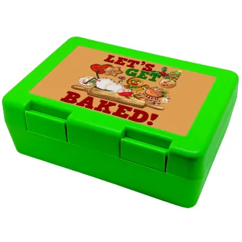 Let's get baked, Children's cookie container GREEN 185x128x65mm (BPA free plastic)