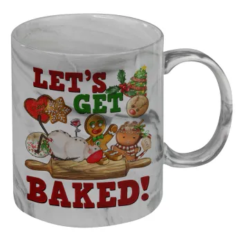 Let's get baked, Κούπα κεραμική, marble style (μάρμαρο), 330ml