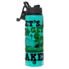 Metallic water bottle with safety lid, 850ml aluminum