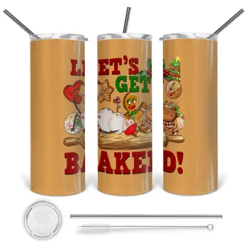 Let's get baked, Tumbler stainless steel 600ml, with metal straw & cleaning brush