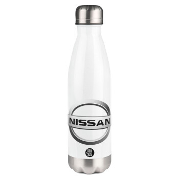 nissan, Μεταλλικό παγούρι θερμός Λευκό (Stainless steel), διπλού τοιχώματος, 500ml