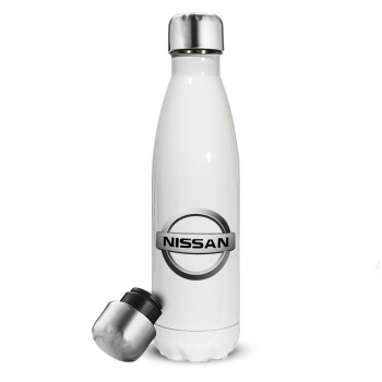 nissan, Μεταλλικό παγούρι θερμός Λευκό (Stainless steel), διπλού τοιχώματος, 500ml