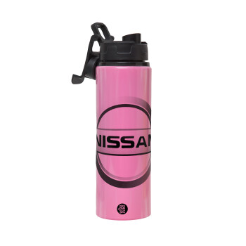 nissan, Metallic water bottle with safety lid, 850ml aluminum
