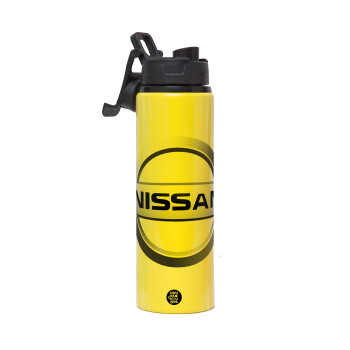 nissan, Metallic water bottle with safety lid, 850ml aluminum