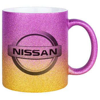 nissan, Κούπα Χρυσή/Ροζ Glitter, κεραμική, 330ml