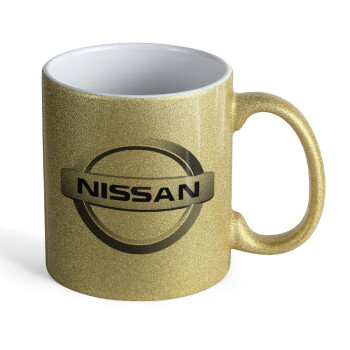 nissan, Κούπα Χρυσή Glitter που γυαλίζει, κεραμική, 330ml