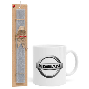 nissan, Easter Set, Ceramic Cup (330ml) & Easter aromatic flat candle (30cm) (GRAY)
