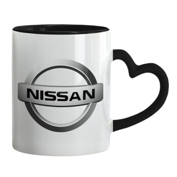 nissan, Mug heart black handle, ceramic, 330ml