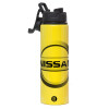 Metallic water bottle with safety lid, 850ml aluminum