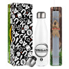 Easter candle, metallic white thermos bottle (500ml) & aromatic flat candle (30cm) (GRAY)