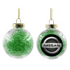 Transparent Christmas tree ball ornament with green filling 8cm