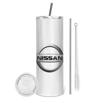 nissan, Tumbler stainless steel 600ml, with metal straw & cleaning brush