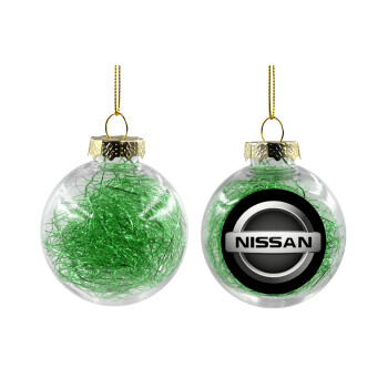 nissan, Χριστουγεννιάτικη μπάλα δένδρου διάφανη με πράσινο γέμισμα 8cm