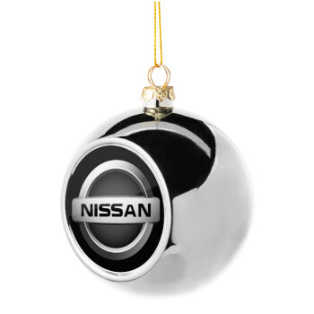 nissan, Στολίδι Χριστουγεννιάτικη μπάλα δένδρου Ασημένια 8cm