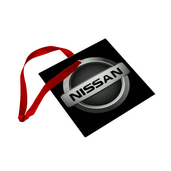nissan, Στολίδι Χριστουγεννιάτικο στολίδι γυάλινο τετράγωνο 9x9cm