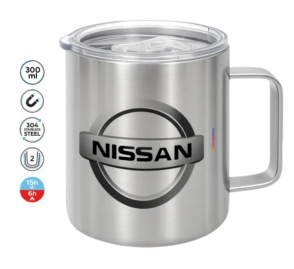 nissan — Double-walled stainless steel mug 300ml with temperature-retaining lid