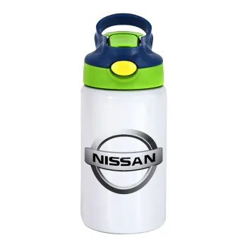 nissan, Children's hot water bottle, stainless steel, with safety straw, green, blue (350ml)
