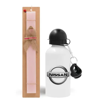 nissan, Easter Set, metallic aluminum bottle (500ml) & aromatic flat Easter candle (30cm) (PINK)
