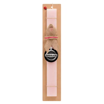 nissan, Easter Set, wooden keychain & scented flat Easter candle (30cm) (PINK)