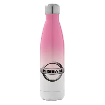 nissan, Metal mug thermos Pink/White (Stainless steel), double wall, 500ml