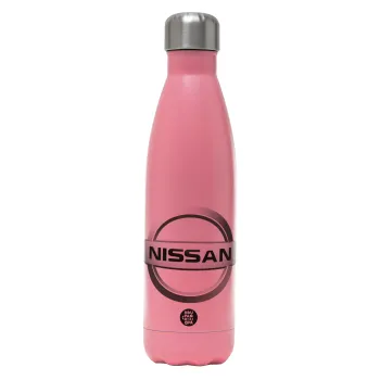 nissan, Μεταλλικό παγούρι θερμός Ροζ Ματ (Stainless steel), διπλού τοιχώματος, 500ml