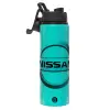 Metallic water bottle with safety lid, 850ml aluminum