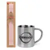 Easter Set, metallic thermal cup (300ml) & aromatic flat Easter candle (30cm) (PINK)