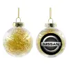 Transparent Christmas tree ball ornament with gold filling 8cm