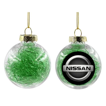 nissan, Transparent Christmas tree ball ornament with green filling 8cm