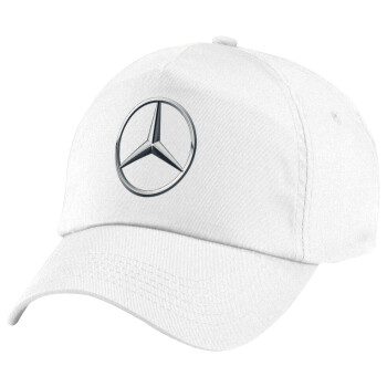 mercedes, 5-Panel Cap White, 100% Cotton (Twill), (UNISEX, ONE SIZE)