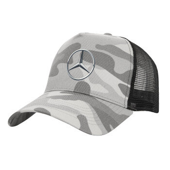 mercedes, Adult Structured Trucker Hat, with Mesh, (Camouflage) Army Camo (100% COTTON, ADULT, UNISEX, ONE SIZE)