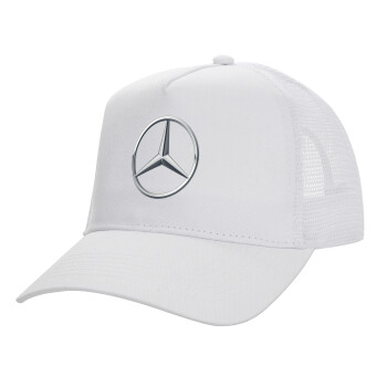 mercedes, Καπέλο Ενηλίκων Structured Trucker, με Δίχτυ, ΛΕΥΚΟ (100% ΒΑΜΒΑΚΕΡΟ, ΕΝΗΛΙΚΩΝ, UNISEX, ONE SIZE)