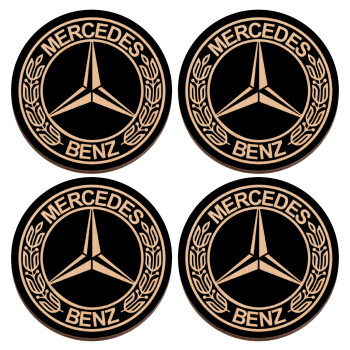 mercedes, ΣΕΤ x4 Σουβέρ ξύλινα στρογγυλά plywood (9cm)