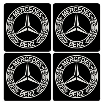 mercedes, ΣΕΤ 4 Σουβέρ ξύλινα τετράγωνα (9cm)